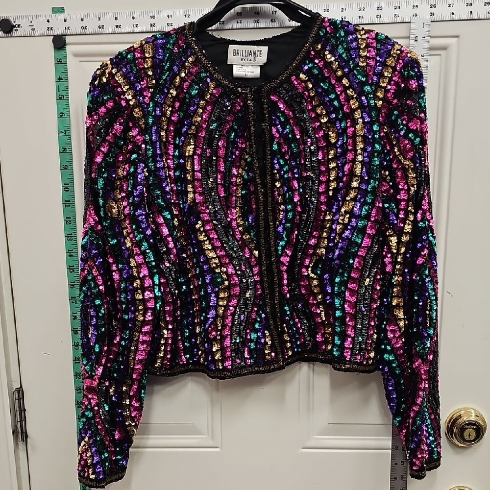 Multicolor, Sequin, Blazer, Cruise, Party, Holiday, Vintage, 80s, Retro, Wedding